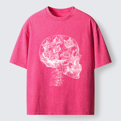 Tokyo-Tiger Mind Full Of Cats Washed T-Shirt