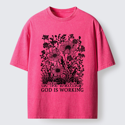 Tokyo-Tiger Vintage Flower:In the waiting God is working Washed T-Shirt