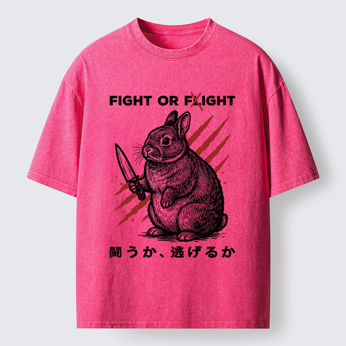 Tokyo-Tiger Funny Rabbit：Fight Or Flight Washed T-Shirt