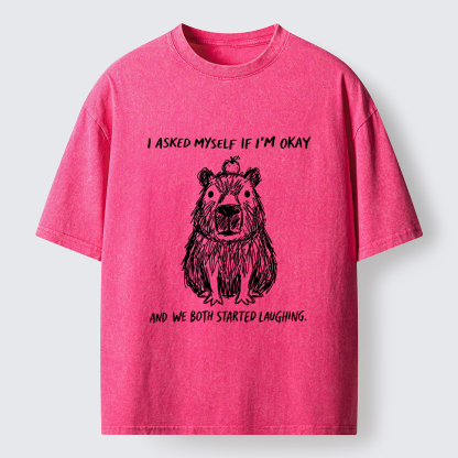 Tokyo-Tiger The Line Capybara：I Asked Myself If I'm Okay Washed T-Shirt