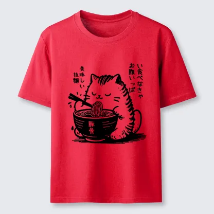 Tokyo-Tiger Funny Cute Cat Eating Ramen Japan Classic T-Shirt