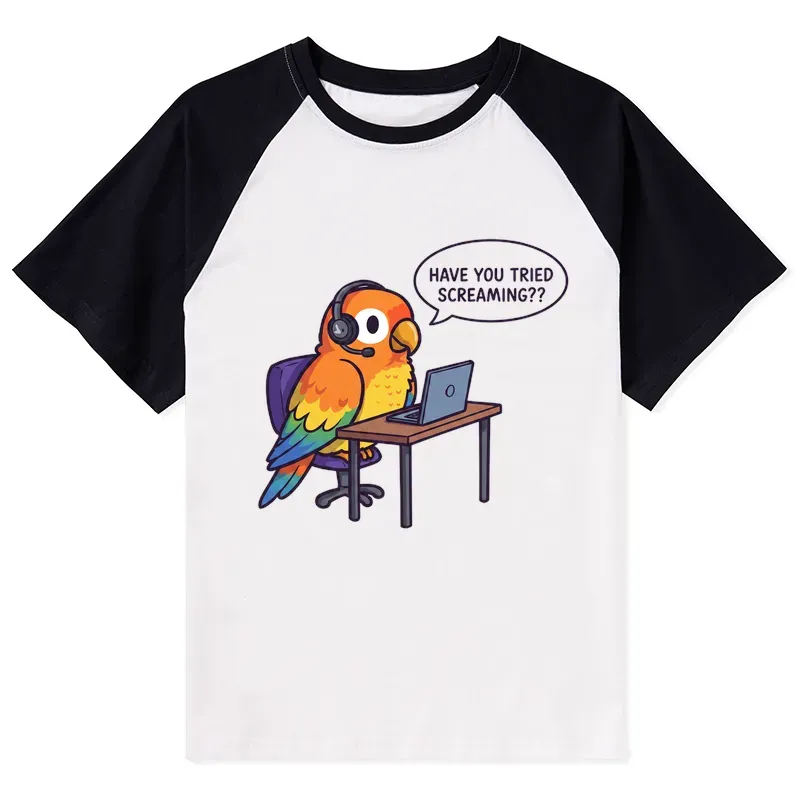 Tokyo-Tiger Funny Bird Call Center Agent Raglan T-shirt Sale