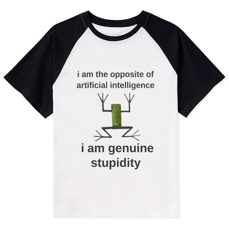 Tokyo-Tiger Genuine Stupidity Frog Meme Raglan T-shirt