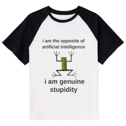 Tokyo-Tiger Genuine Stupidity Frog Meme Raglan T-shirt