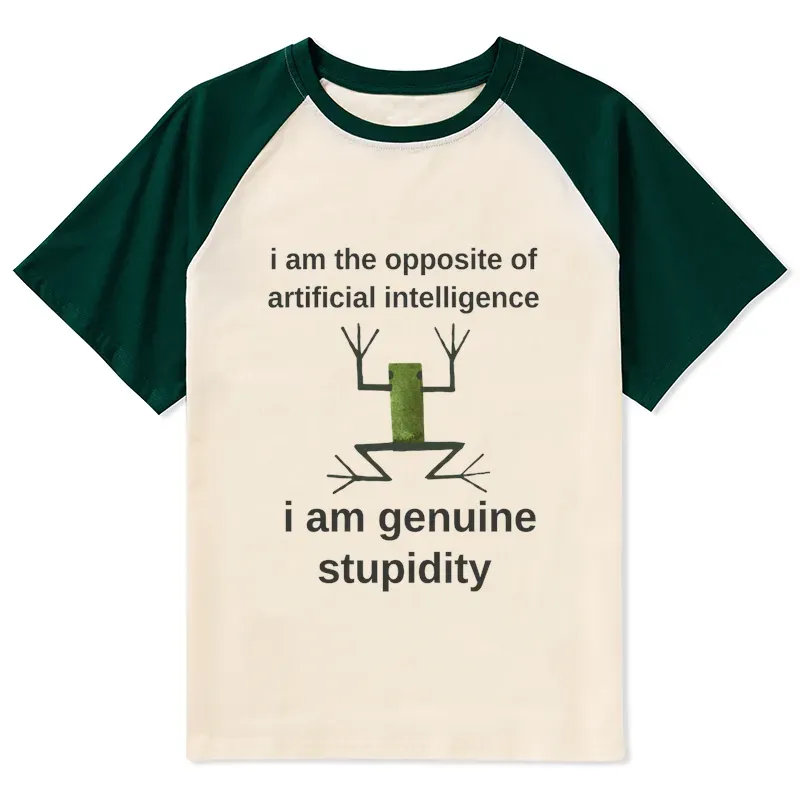 Tokyo-Tiger Genuine Stupidity Frog Meme Raglan T-shirt