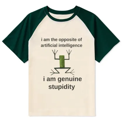 Tokyo-Tiger Genuine Stupidity Frog Meme Raglan T-shirt