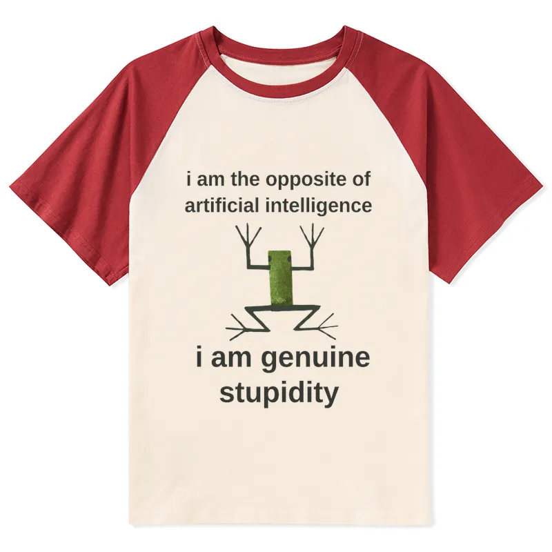 Tokyo-Tiger Genuine Stupidity Frog Meme Raglan T-shirt