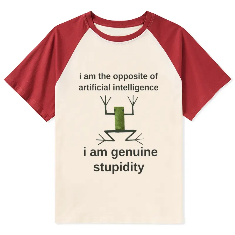 Tokyo-Tiger Genuine Stupidity Frog Meme Raglan T-shirt