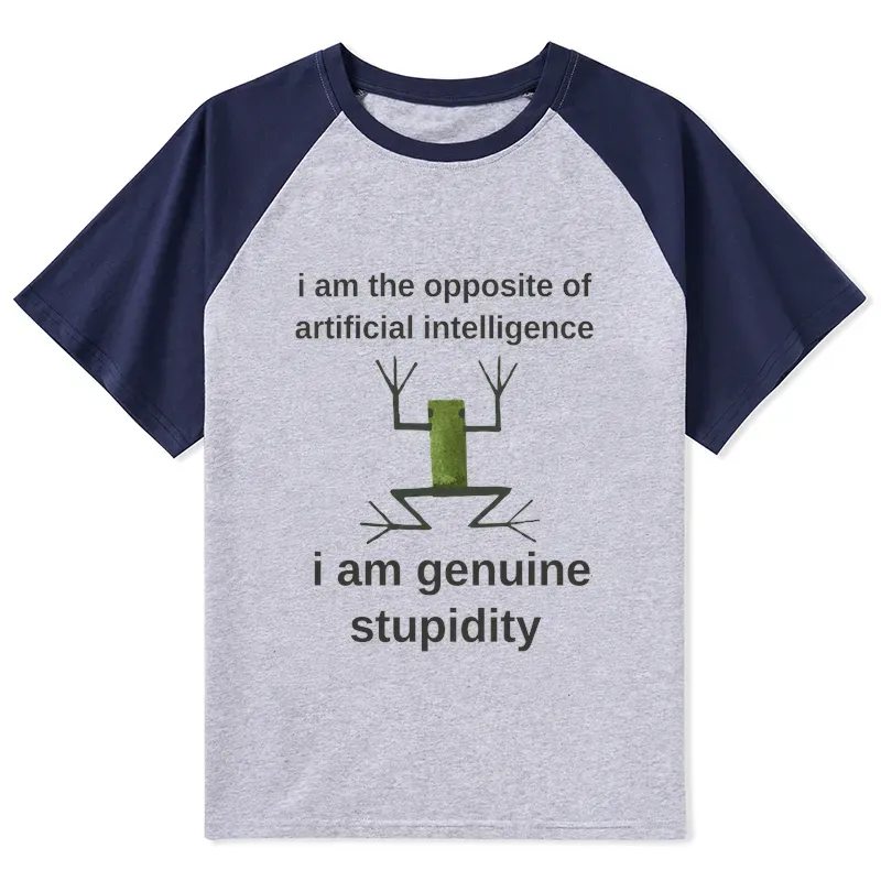 Tokyo-Tiger Genuine Stupidity Frog Meme Raglan T-shirt