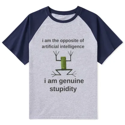 Tokyo-Tiger Genuine Stupidity Frog Meme Raglan T-shirt