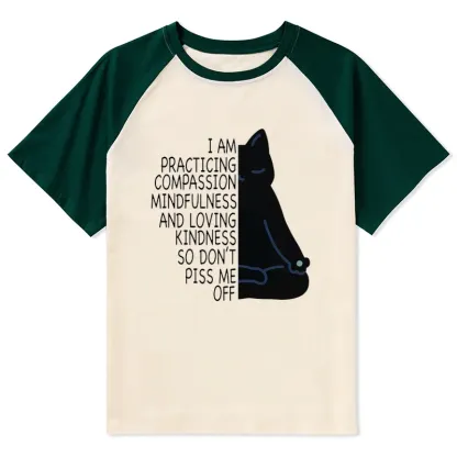 Tokyo-Tiger Calm Black Cat With Anger Issues Raglan T-shirt