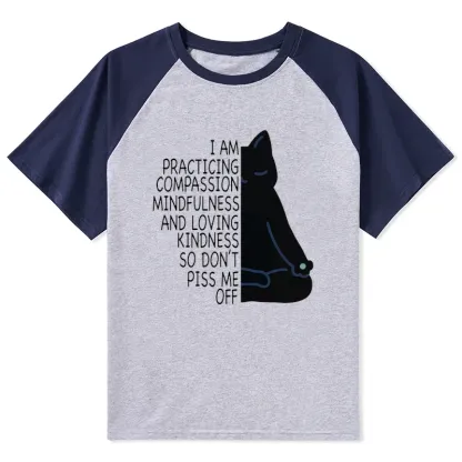 Tokyo-Tiger Calm Black Cat With Anger Issues Raglan T-shirt