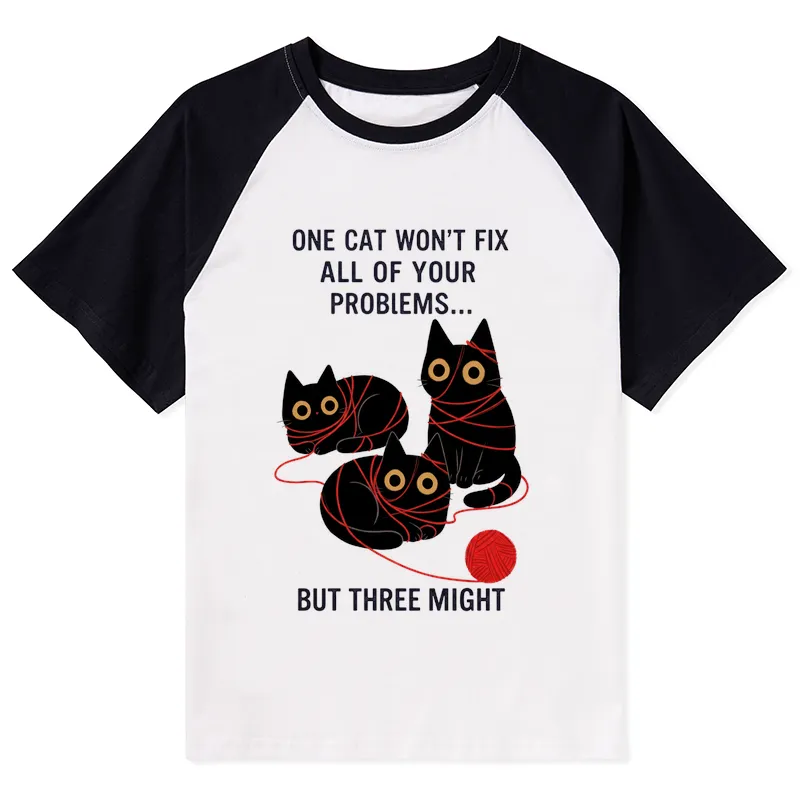 Tokyo-Tiger Three Cats Fix All Problems Raglan T-shirt