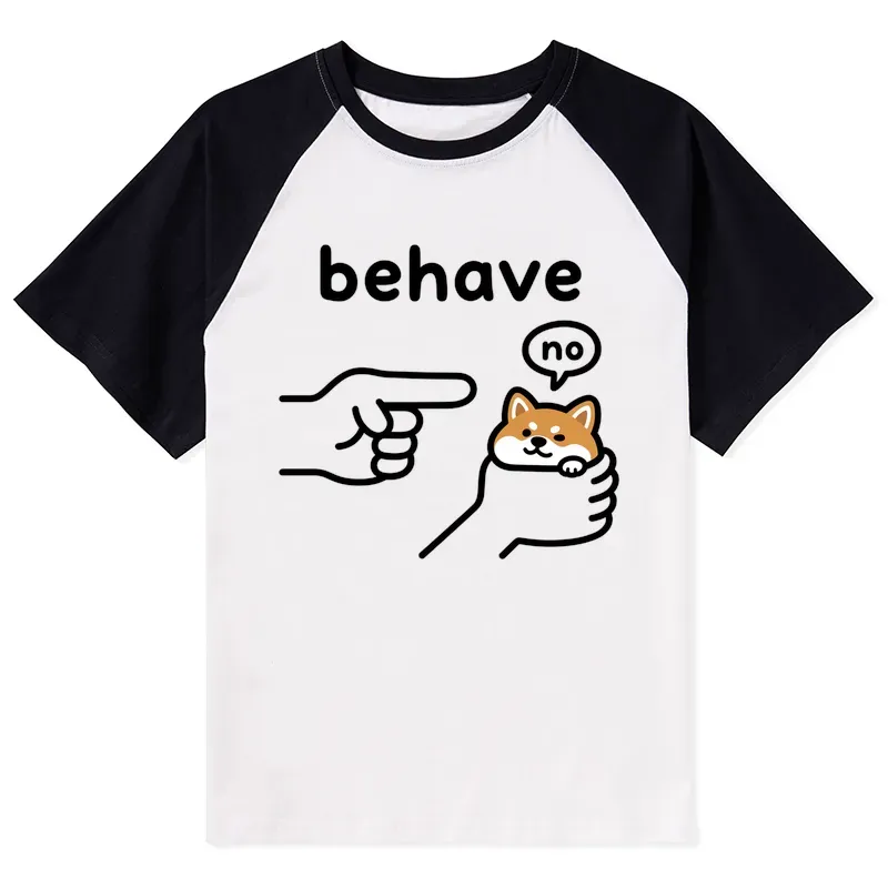 Tokyo-Tiger Funny Shiba Refusing To Behave Raglan T-shirt