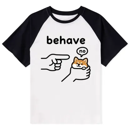 Tokyo-Tiger Funny Shiba Refusing To Behave Raglan T-shirt