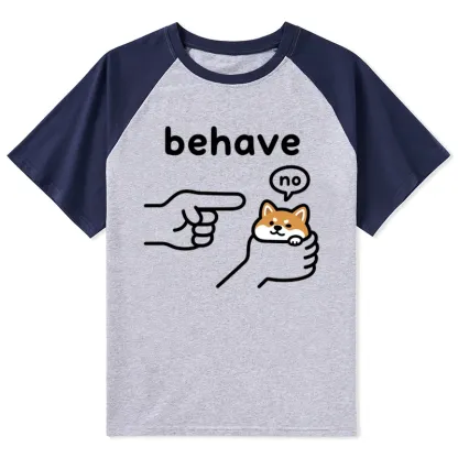 Tokyo-Tiger Funny Shiba Refusing To Behave Raglan T-shirt