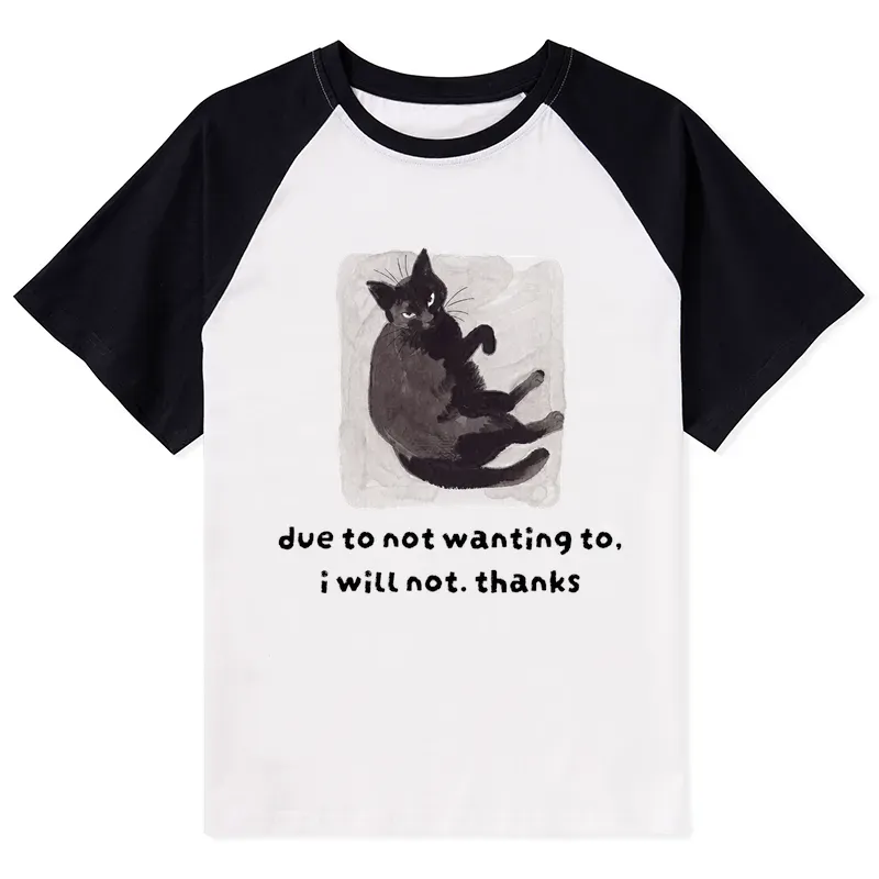 Tokyo-Tiger Cat Says No Thanks Funny Vibe Raglan T-shirt