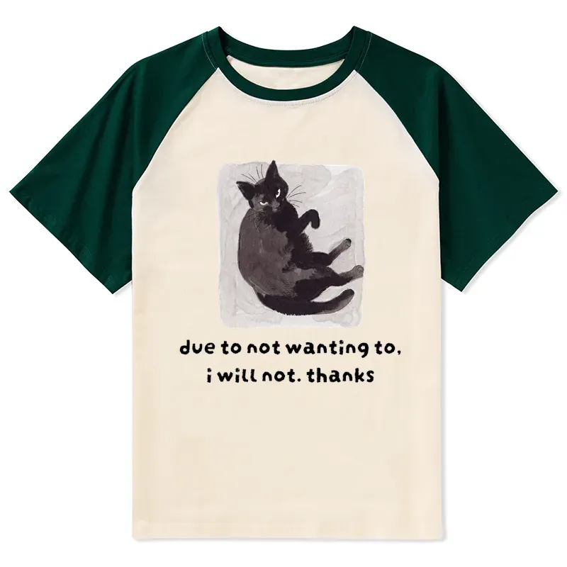 Tokyo-Tiger Cat Says No Thanks Funny Vibe Raglan T-shirt Sale