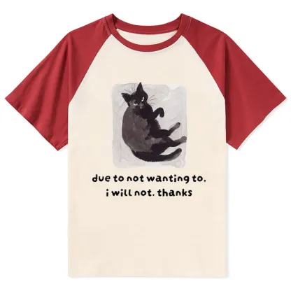 Tokyo-Tiger Cat Says No Thanks Funny Vibe Raglan T-shirt