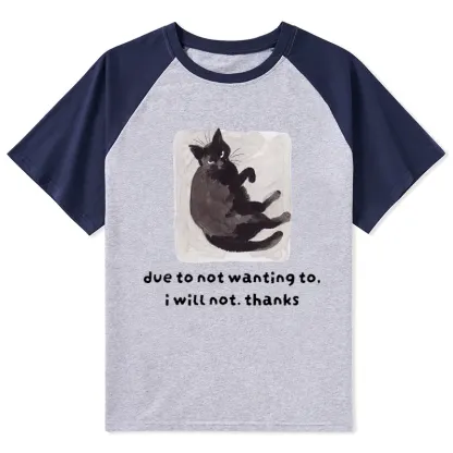 Tokyo-Tiger Cat Says No Thanks Funny Vibe Raglan T-shirt