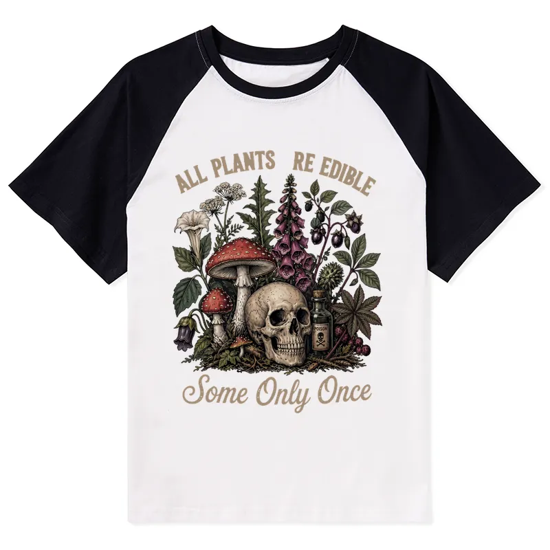 Tokyo-Tiger Poisonous Plants And Skull Dark Humor Raglan T-shirt