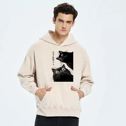 Tokyo-Tiger The Cat Is Watching Today Washed Hoodie
