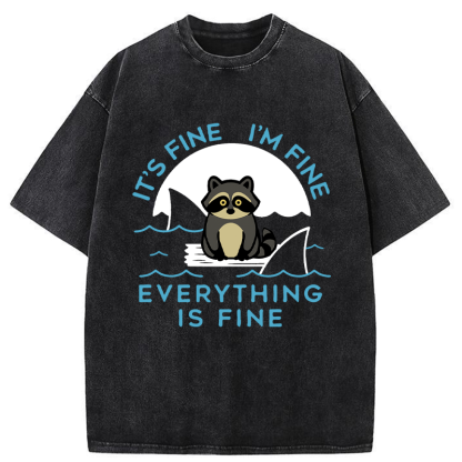 Tokyo-Tiger Raccoons In Danger Funny Washed T-Shirt