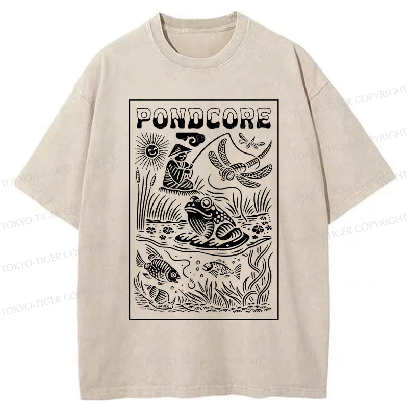 Tokyo-Tiger Pondcore Fishing Woodblock Washed T-Shirt