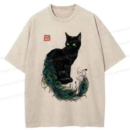 Tokyo-Tiger The Cat with a Peacock's Grace Washed T-Shirt