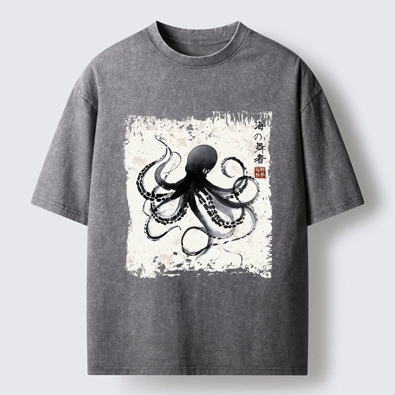 Tokyo-Tiger Octopus: Dance of the Deep Washed T-Shirt