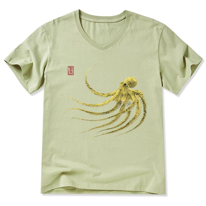 Tokyo-Tiger Retro Octopus Japanese V-Neck Classic T-Shirt