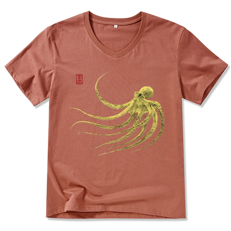 Tokyo-Tiger Retro Octopus Japanese V-Neck Classic T-Shirt