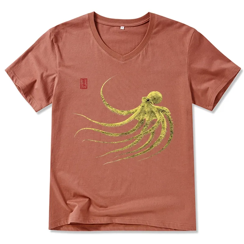 Tokyo-Tiger Retro Octopus Japanese V-Neck Classic T-Shirt