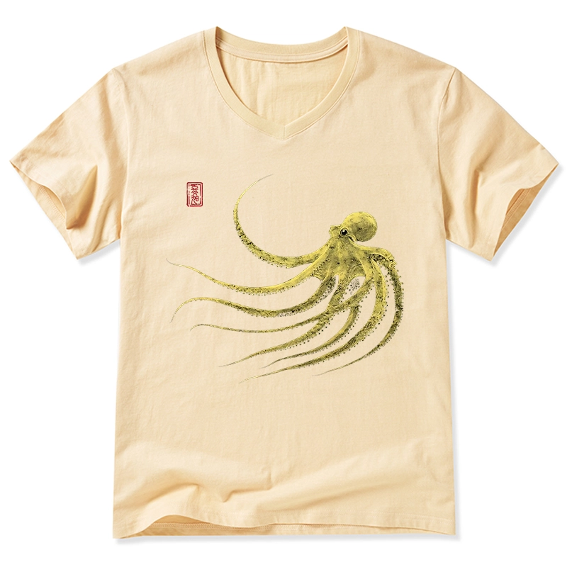Tokyo-Tiger Retro Octopus Japanese V-Neck Classic T-Shirt