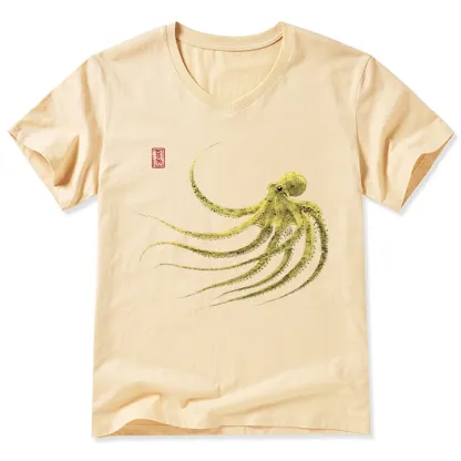Tokyo-Tiger Retro Octopus Japanese V-Neck Classic T-Shirt