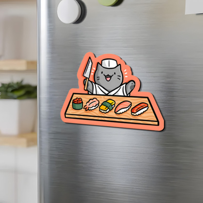 Tokyo-Tiger Cat Making Sushi Fridge Magnet