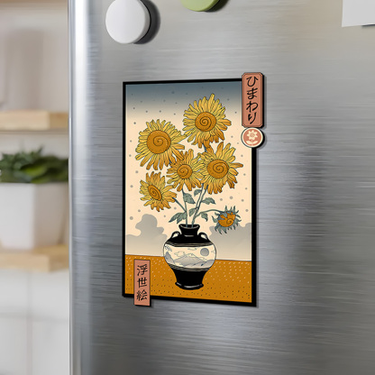 Tokyo-Tiger Sunflowers Ukiyo-e Fridge Magnet