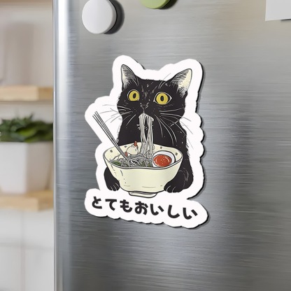 Tokyo-Tiger Cats Eat Ramen Noodles Fridge Magnet