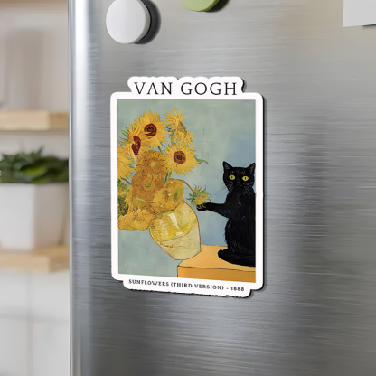 Tokyo-Tiger Black Cat With Sunflowers Fridge Magnet