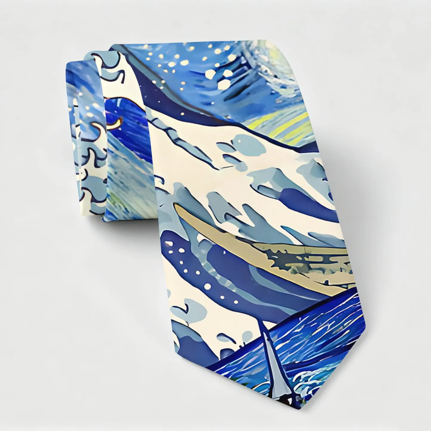 Tokyo-Tiger Waves Under The Starry Night Necktie
