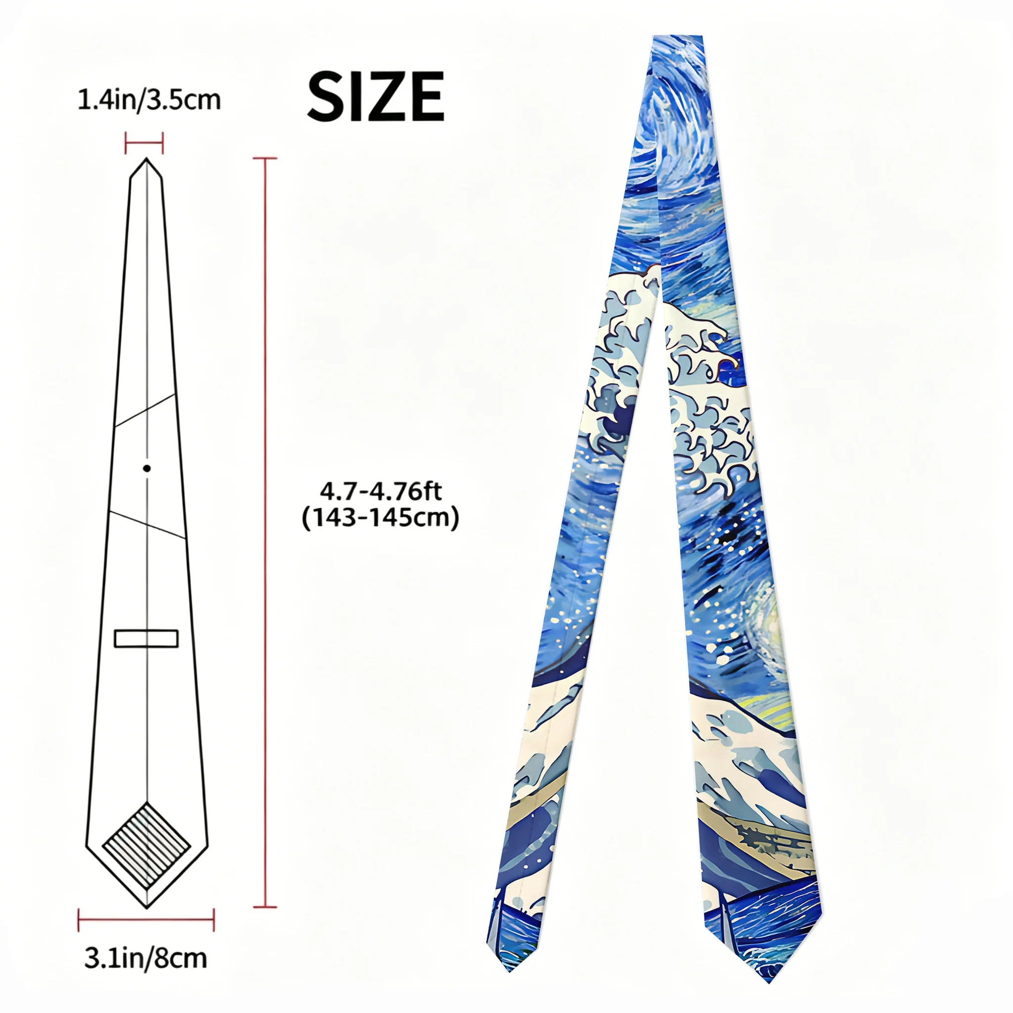 Tokyo-Tiger Waves Under The Starry Night Necktie