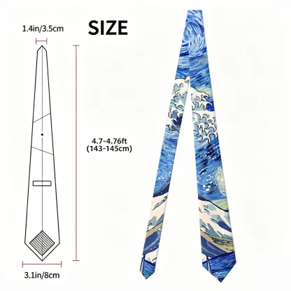 Tokyo-Tiger Waves Under The Starry Night Necktie