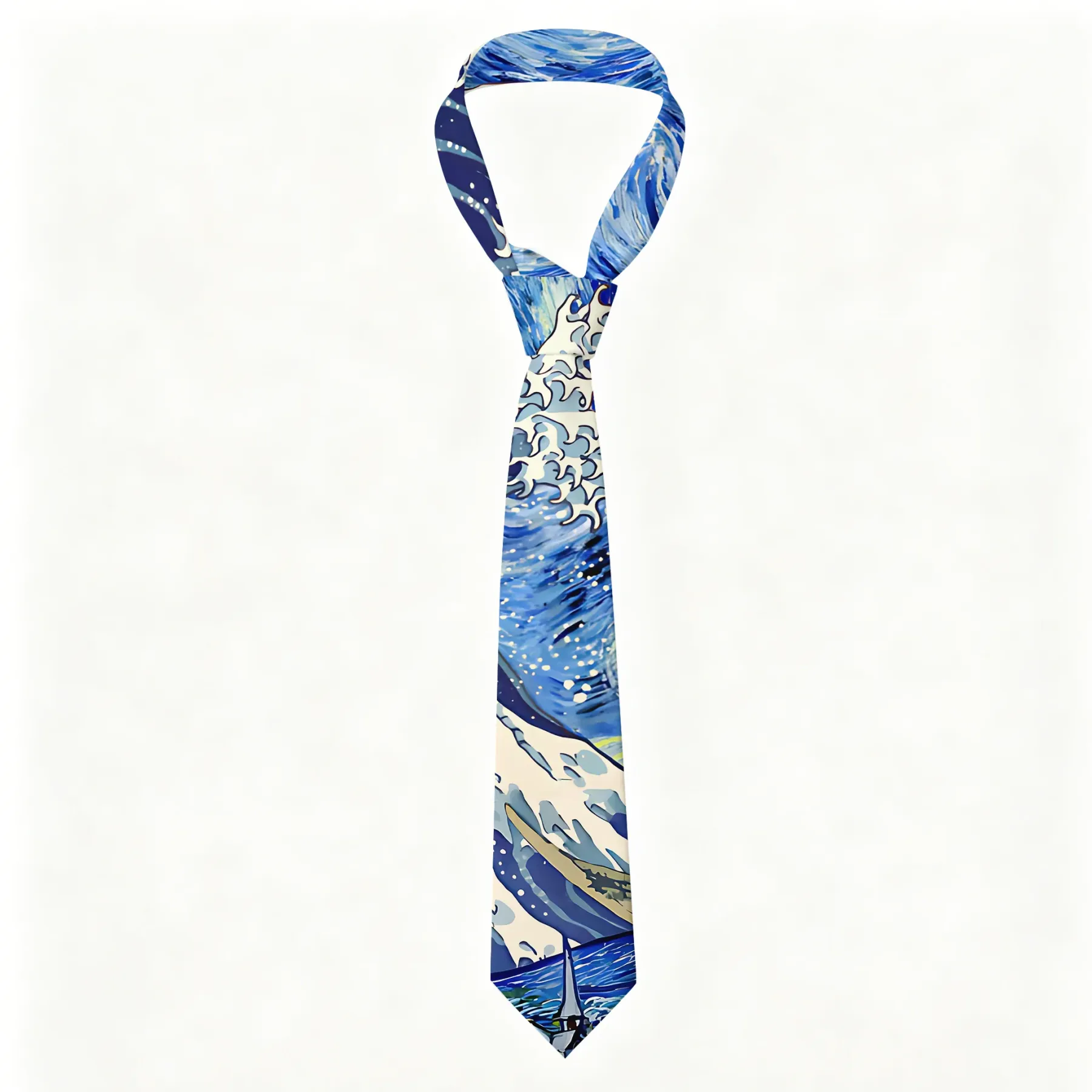 Tokyo-Tiger Waves Under The Starry Night Necktie Sale