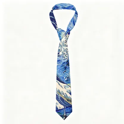 Tokyo-Tiger Waves Under The Starry Night Necktie