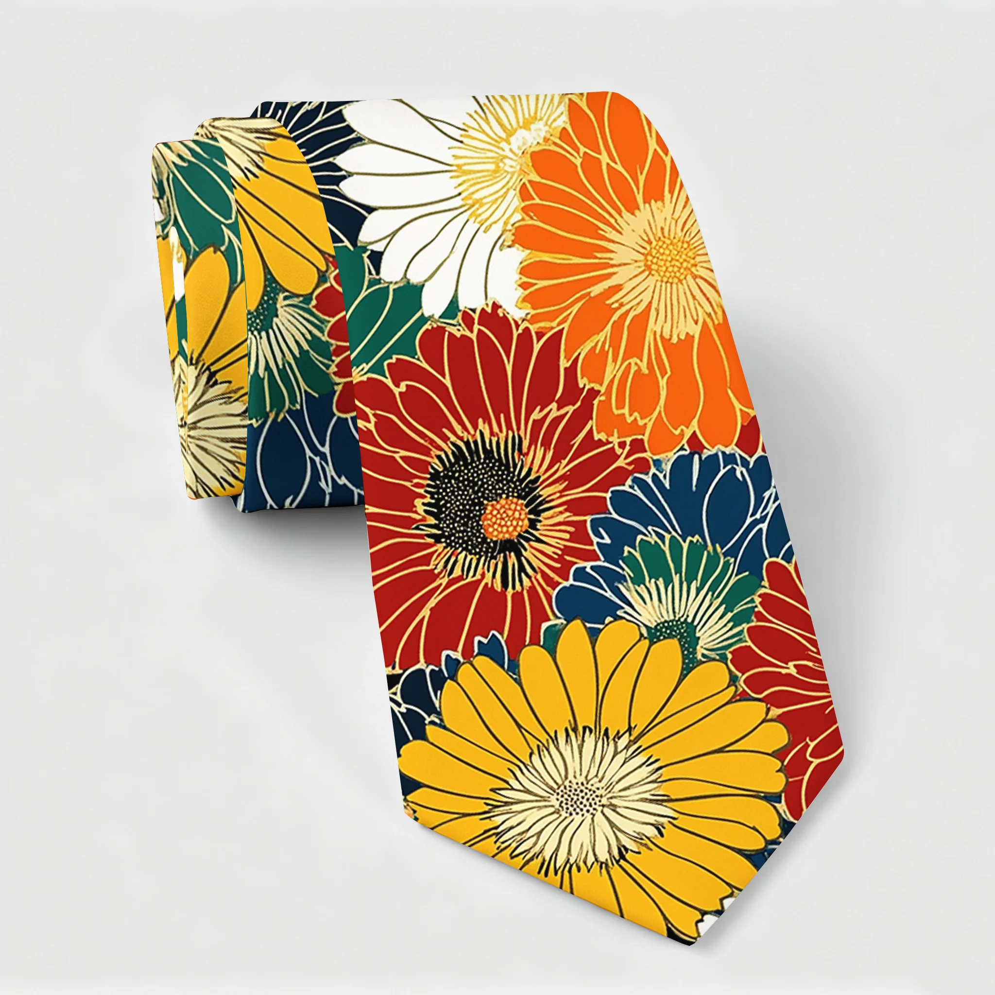 Tokyo-Tiger Colorful Chrysanthemums Necktie
