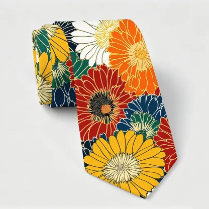 Tokyo-Tiger Colorful Chrysanthemums Necktie
