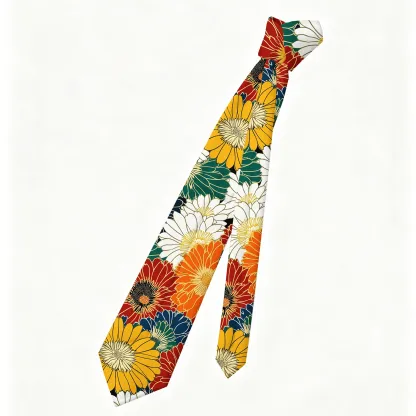 Tokyo-Tiger Colorful Chrysanthemums Necktie
