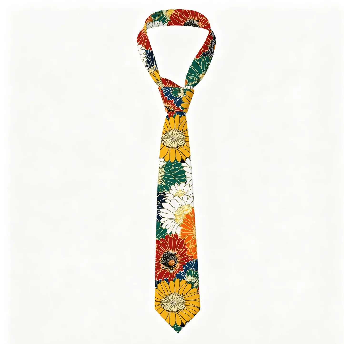 Tokyo-Tiger Colorful Chrysanthemums Necktie Sale