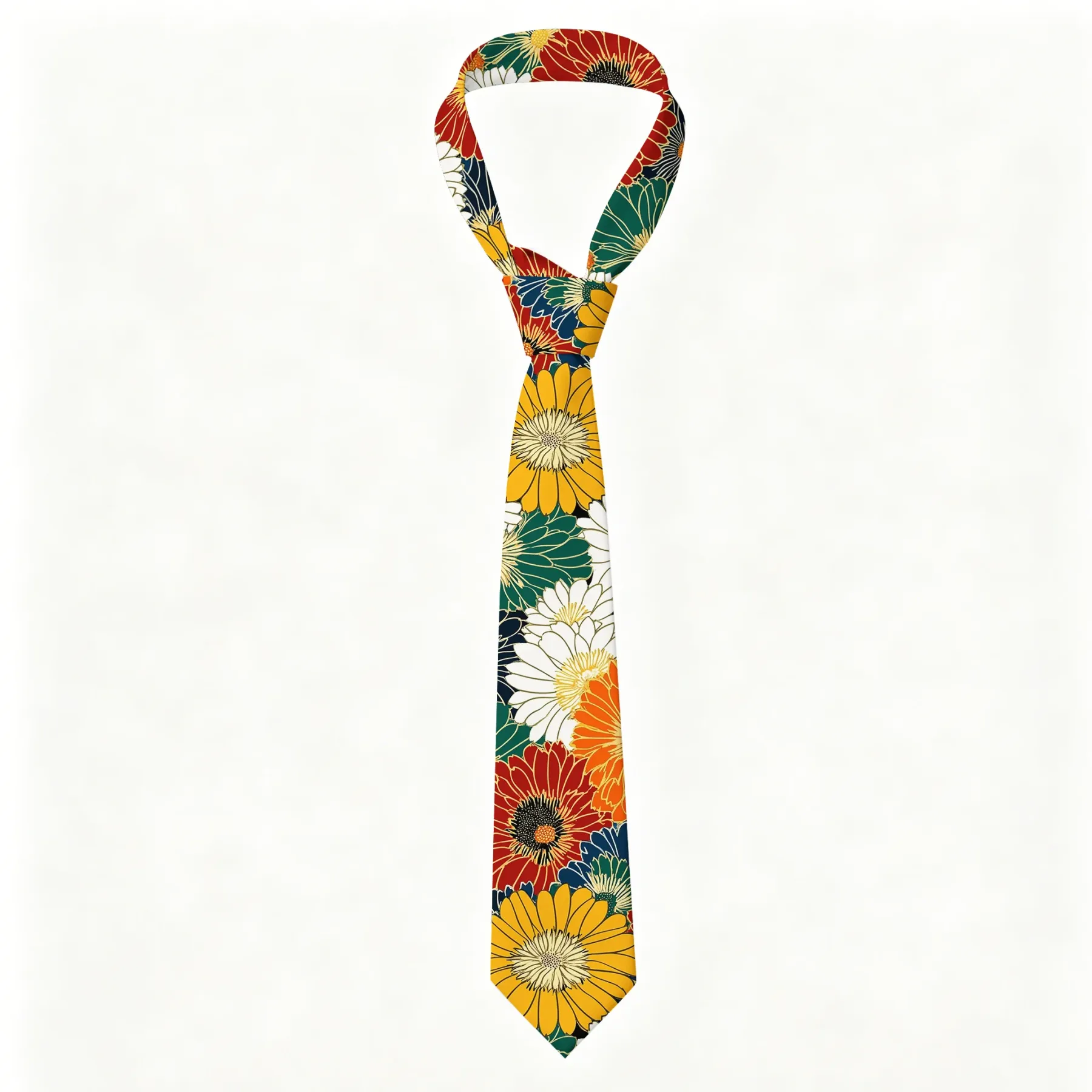 Tokyo-Tiger Colorful Chrysanthemums Necktie Sale