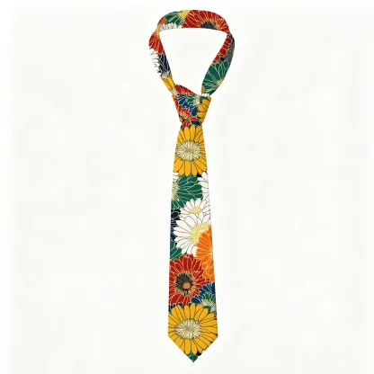 Tokyo-Tiger Colorful Chrysanthemums Necktie